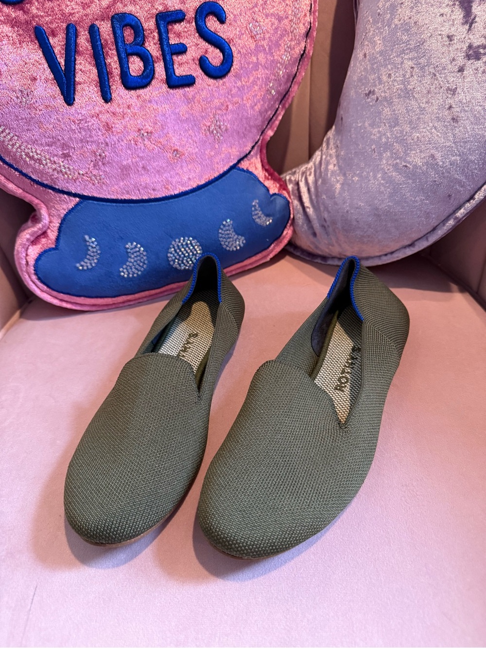 Rothy's Olive Green Knit Slip-On Flats